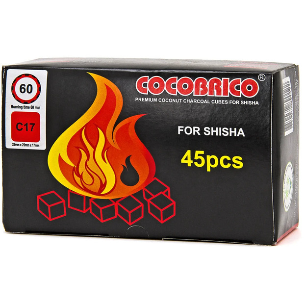 Cocobrico Premium Coconut Charcoal Cubes For Shisha 25mm 45pcs